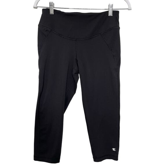 Champion Performance Tight Crop Leggings Mid Rise Workout Exercise Pants Black M - Picture 1 of 10
